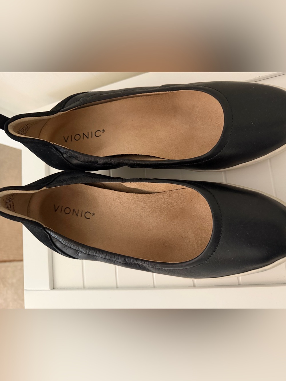 Vionic Jacey Black Wedge Leather -  Women's Comfort Shoe - Picture 4 of 8